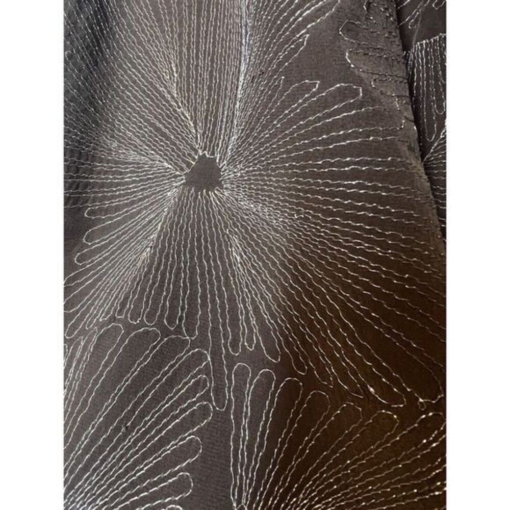 Talbot Women 10 Brown Silver Metallic Thread Silk Embroidery Pleated Swing Skirt - Picture 4 of 8